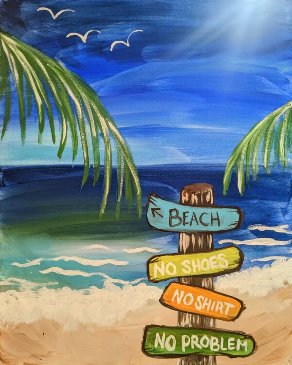 Example Painting - Beach scene with signpost